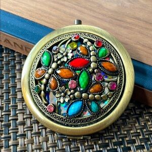 Vintage Dragonfly Brass Compact Mirror